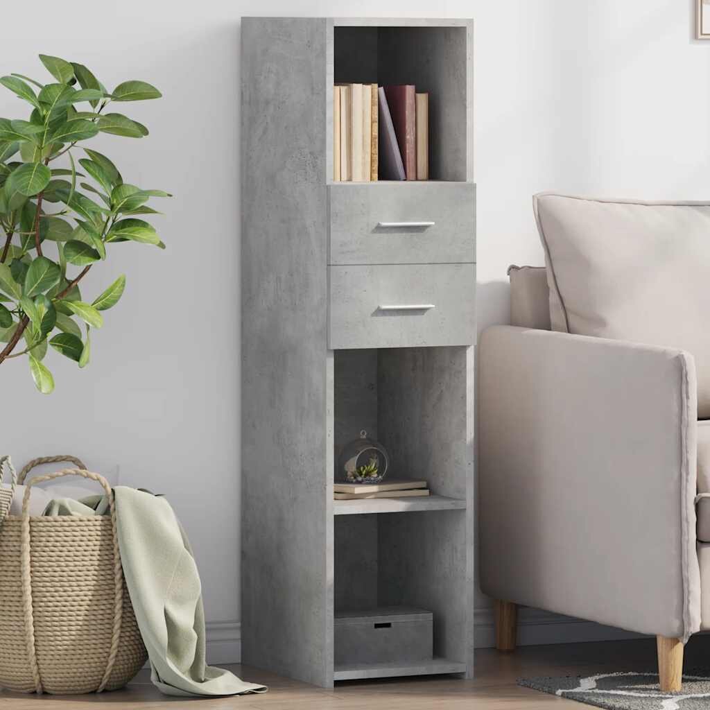 vidaXL Висок шкаф бетонно сив 30x425x124 см инженерно дърво
