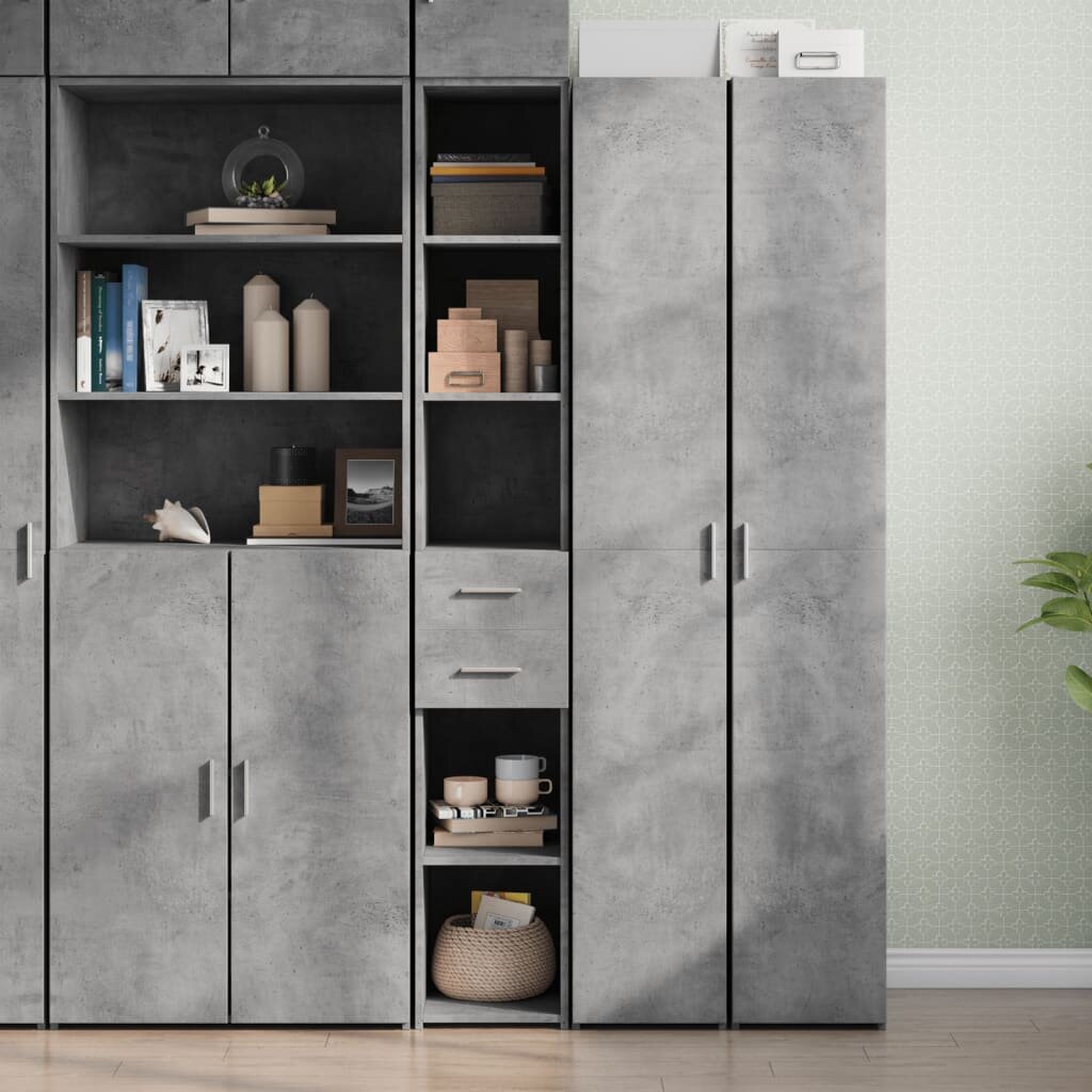 vidaXL Висок шкаф бетонно сив 30x425x185 см инженерно дърво