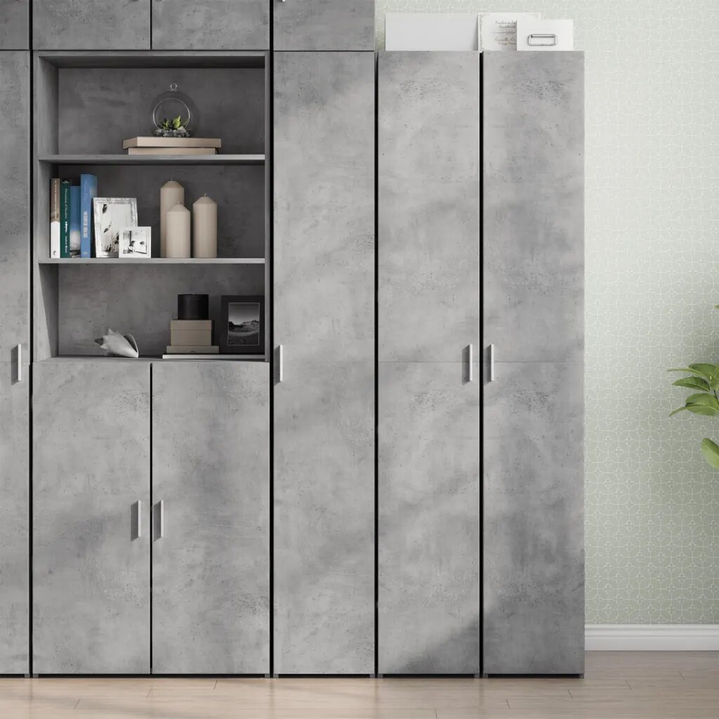 vidaXL Висок шкаф бетонно сив 30x425x185 см инженерно дърво