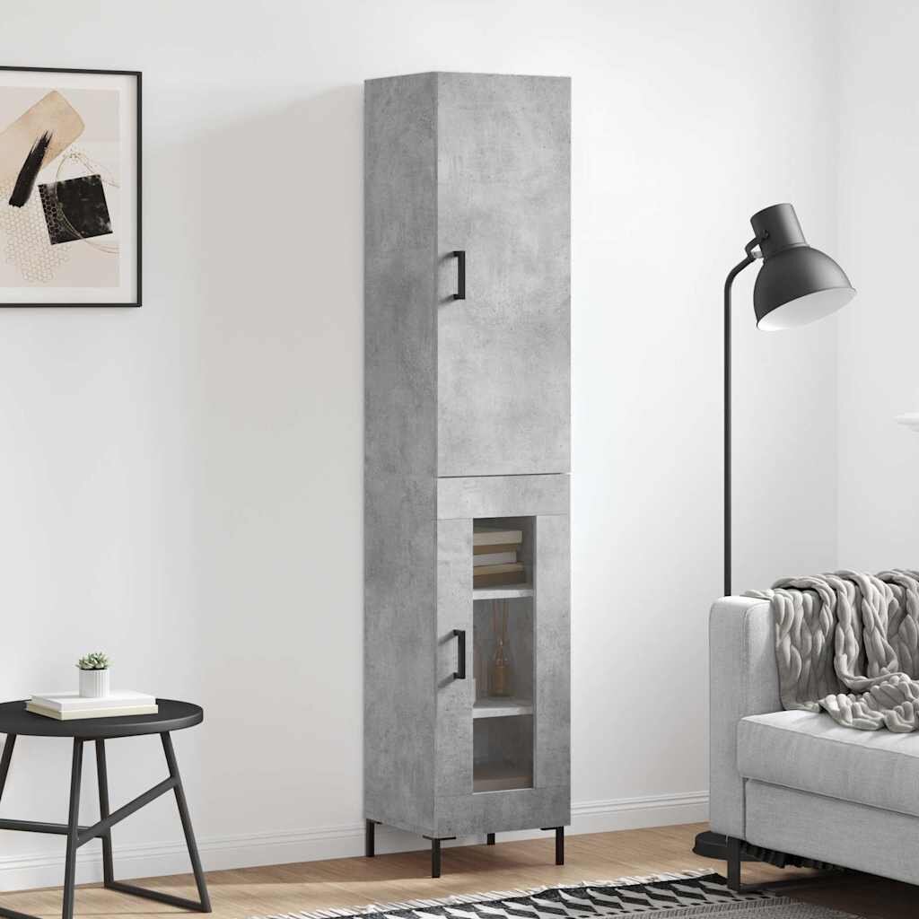 vidaXL Висок шкаф бетонно сив 345x34x180 см инженерно дърво