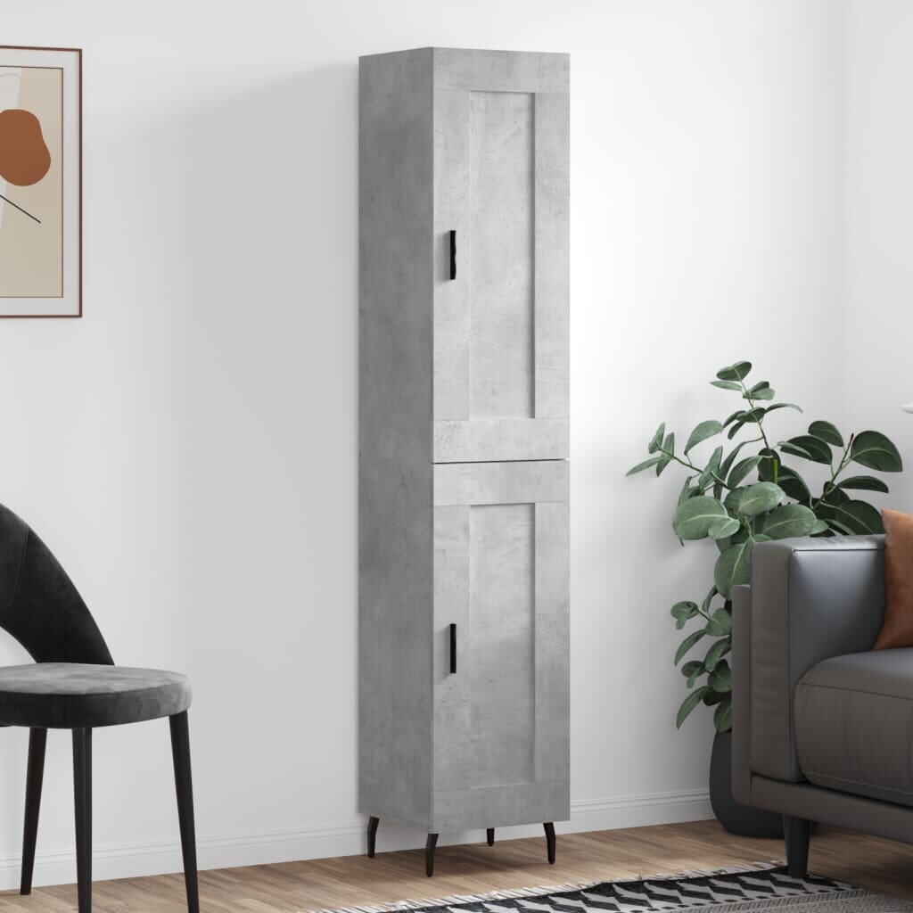 vidaXL Висок шкаф бетонно сив 345x34x180 см инженерно дърво