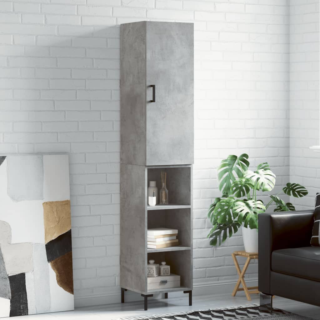 vidaXL Висок шкаф бетонно сив 345x34x180 см инженерно дърво