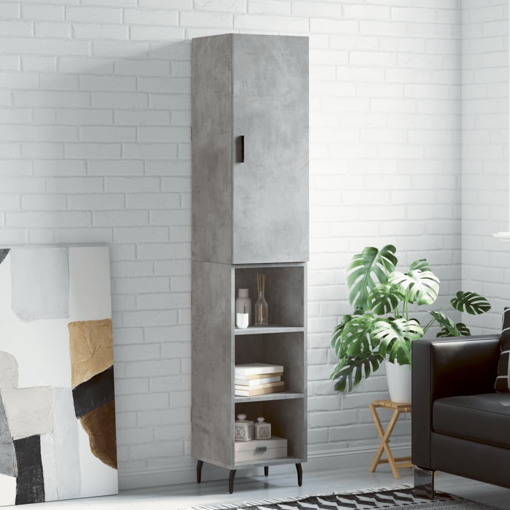 vidaXL Висок шкаф бетонно сив 345x34x180 см инженерно дърво