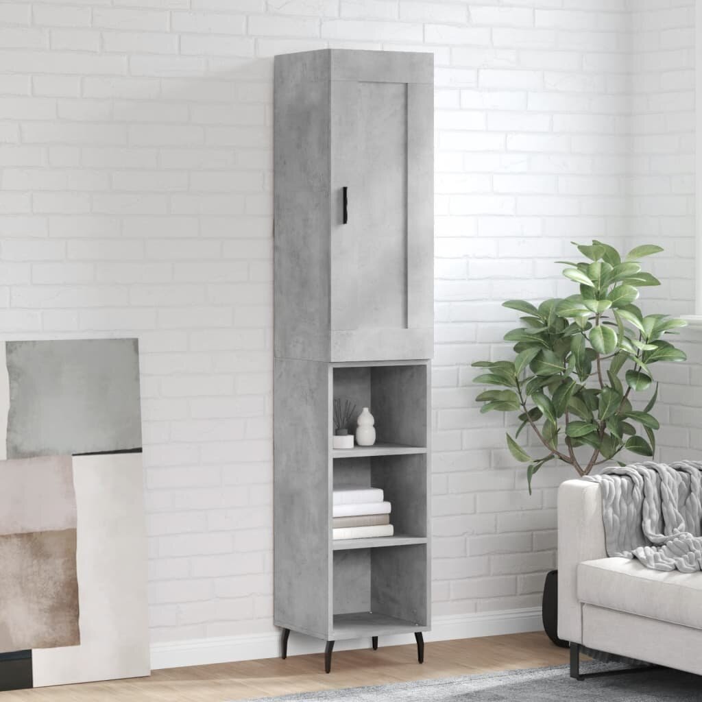 vidaXL Висок шкаф бетонно сив 345x34x180 см инженерно дърво