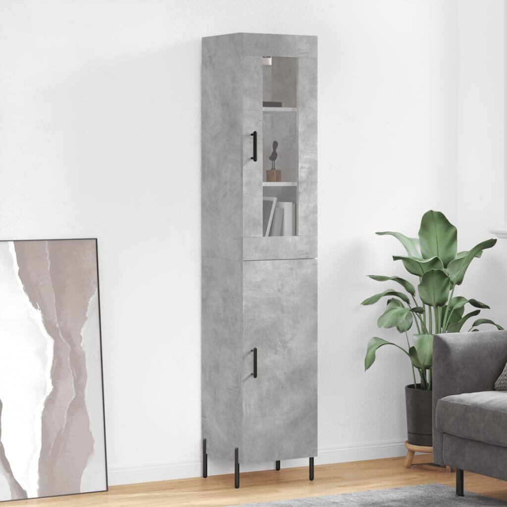 vidaXL Висок шкаф бетонно сив 345x34x180 см инженерно дърво