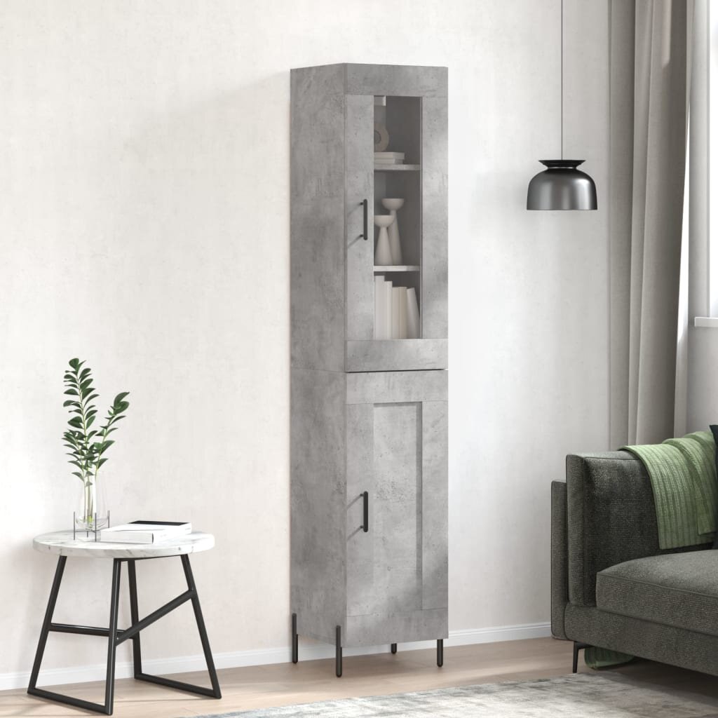vidaXL Висок шкаф бетонно сив 345x34x180 см инженерно дърво