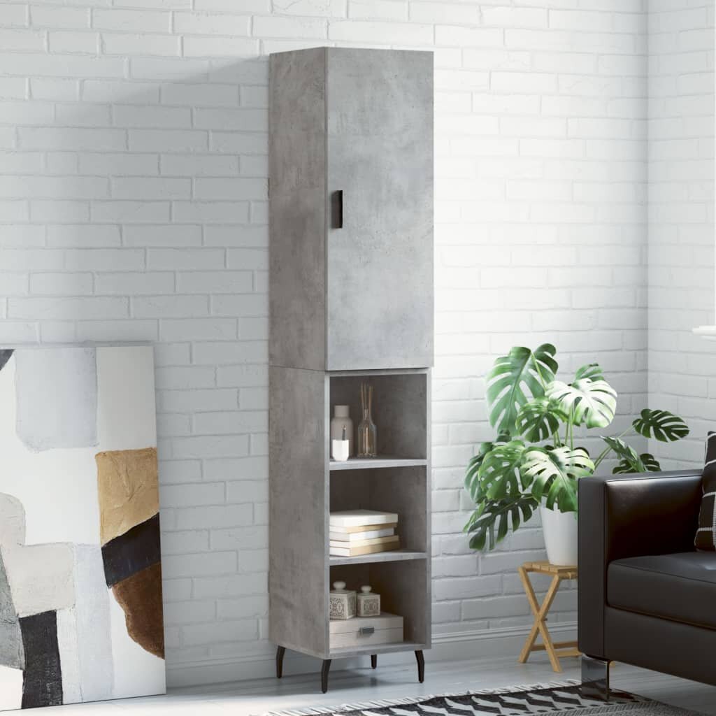 vidaXL Висок шкаф бетонно сив 345x34x180 см инженерно дърво