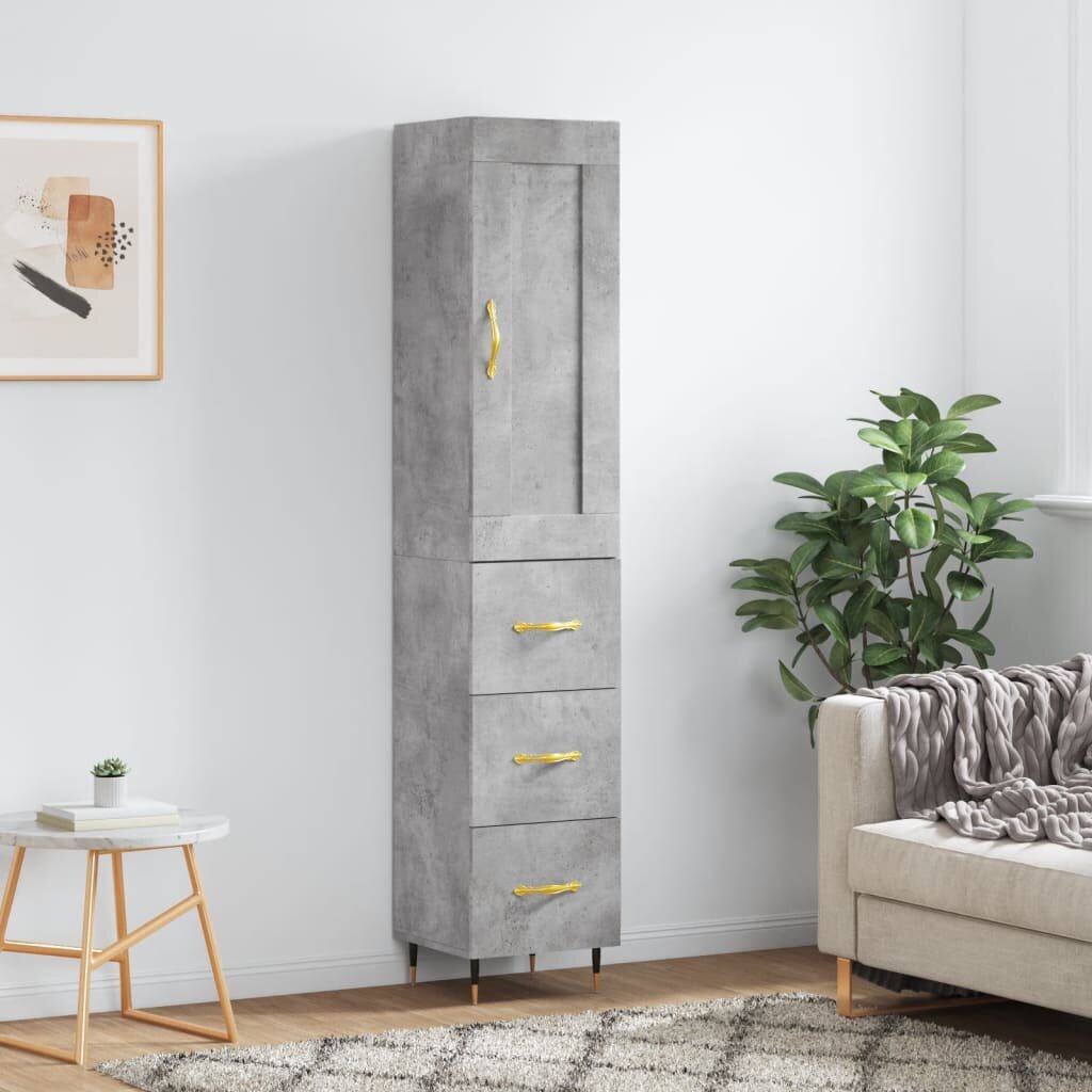 vidaXL Висок шкаф бетонно сив 345x34x180 см инженерно дърво