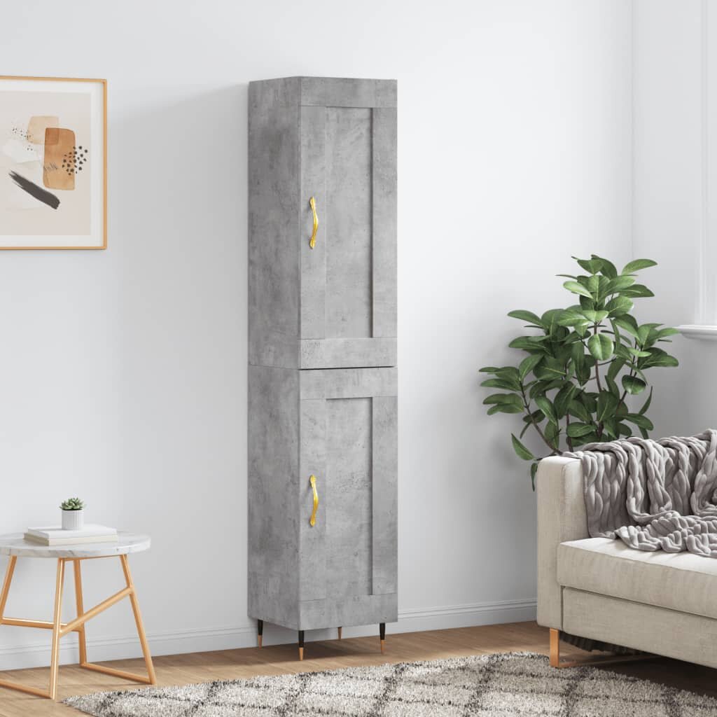 vidaXL Висок шкаф бетонно сив 345x34x180 см инженерно дърво