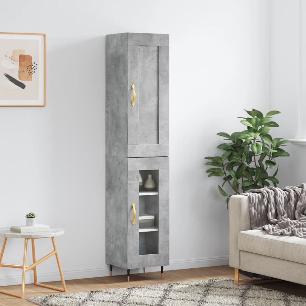 vidaXL Висок шкаф бетонно сив 345x34x180 см инженерно дърво