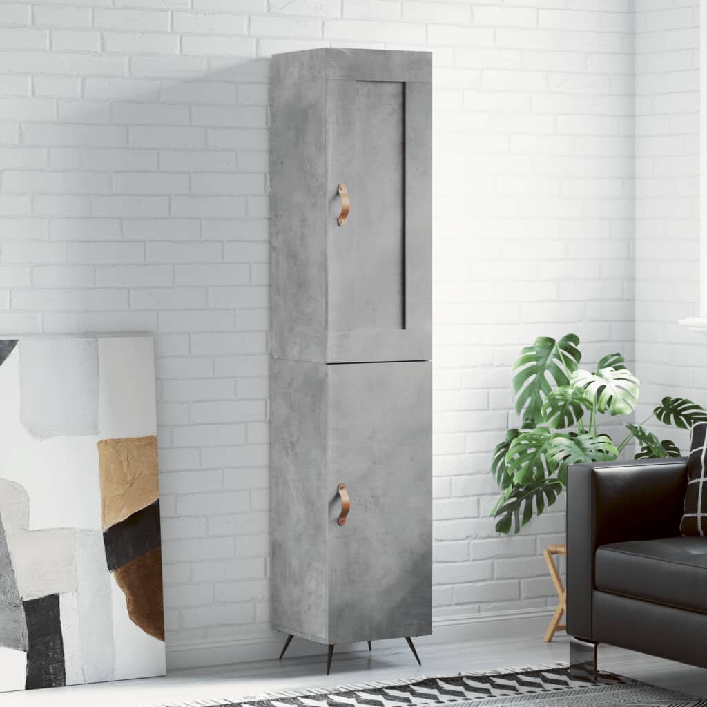 vidaXL Висок шкаф бетонно сив 345x34x180 см инженерно дърво