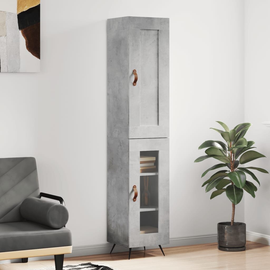 vidaXL Висок шкаф бетонно сив 345x34x180 см инженерно дърво