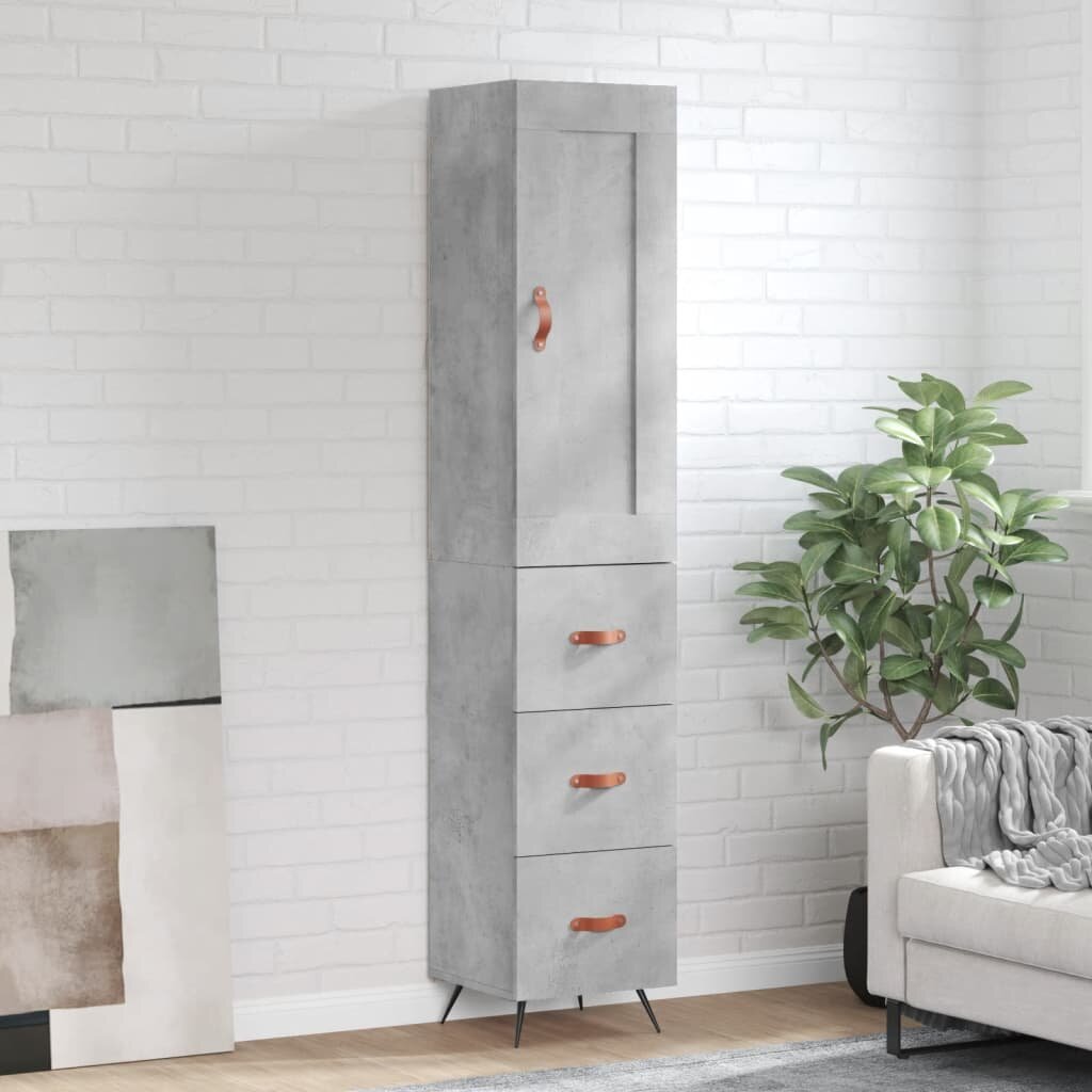 vidaXL Висок шкаф бетонно сив 345x34x180 см инженерно дърво