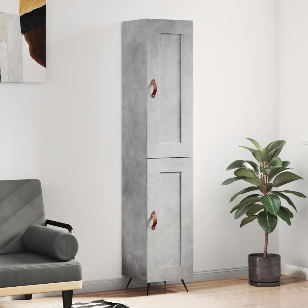 vidaXL Висок шкаф бетонно сив 345x34x180 см инженерно дърво