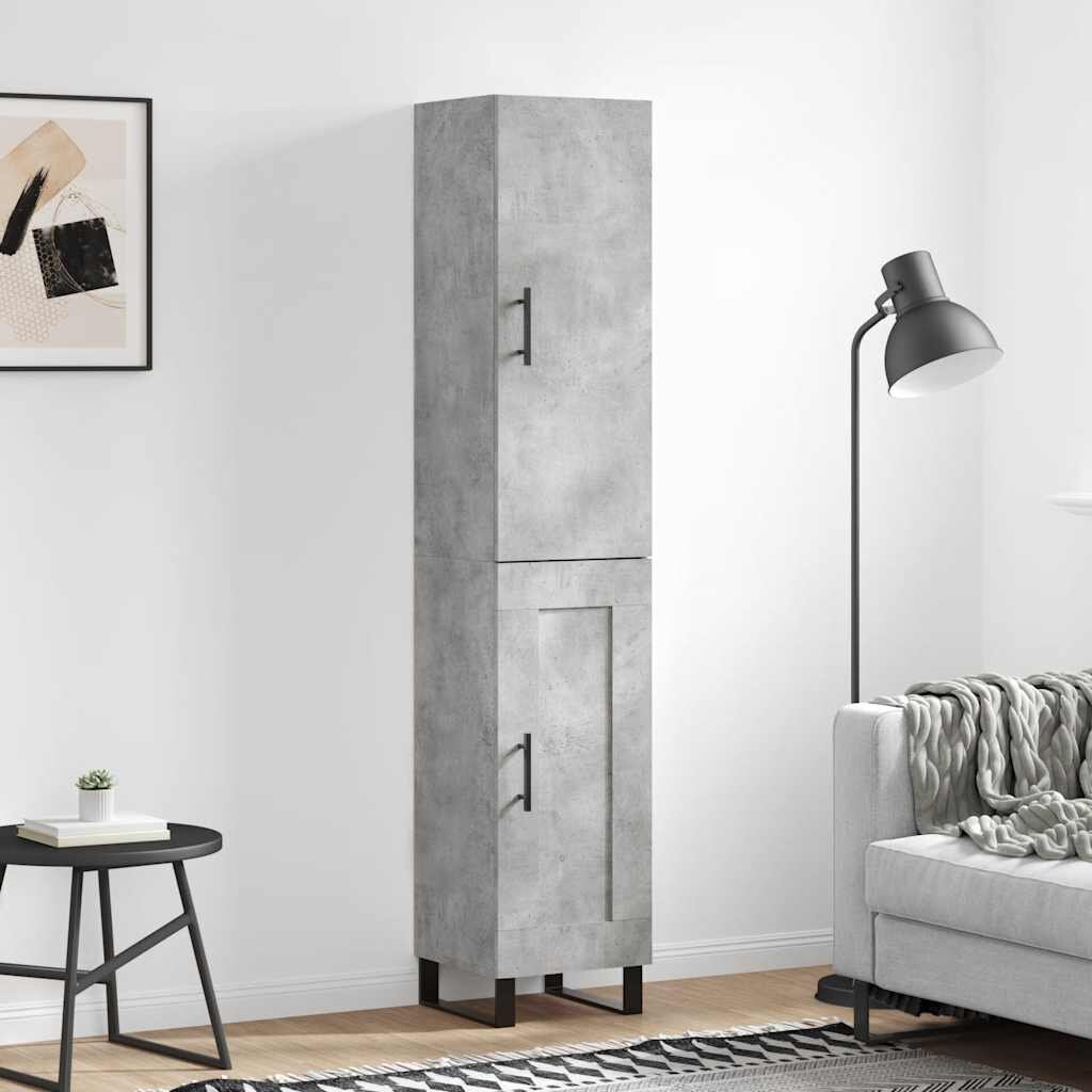vidaXL Висок шкаф бетонно сив 345x34x180 см инженерно дърво