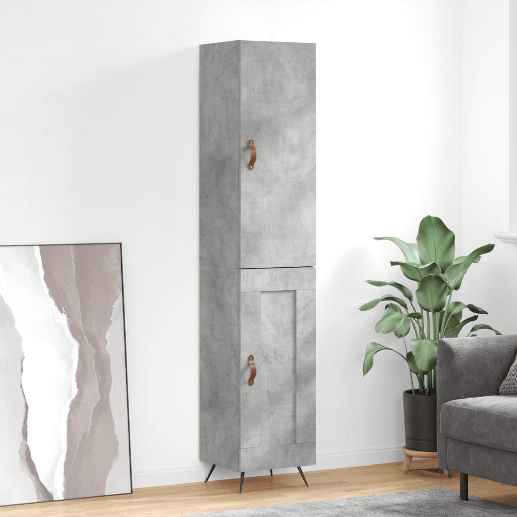 vidaXL Висок шкаф бетонно сив 345x34x180 см инженерно дърво