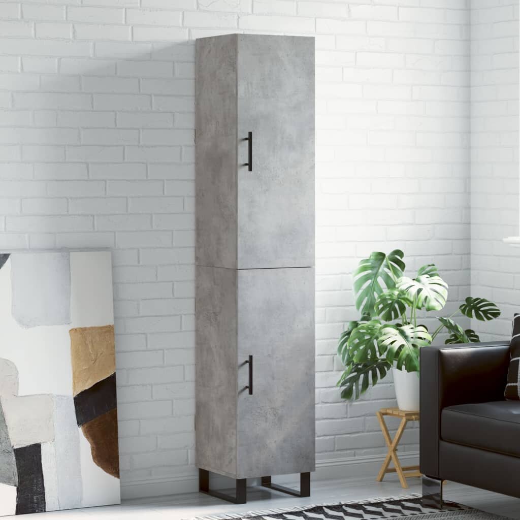 vidaXL Висок шкаф бетонно сив 345x34x180 см инженерно дърво
