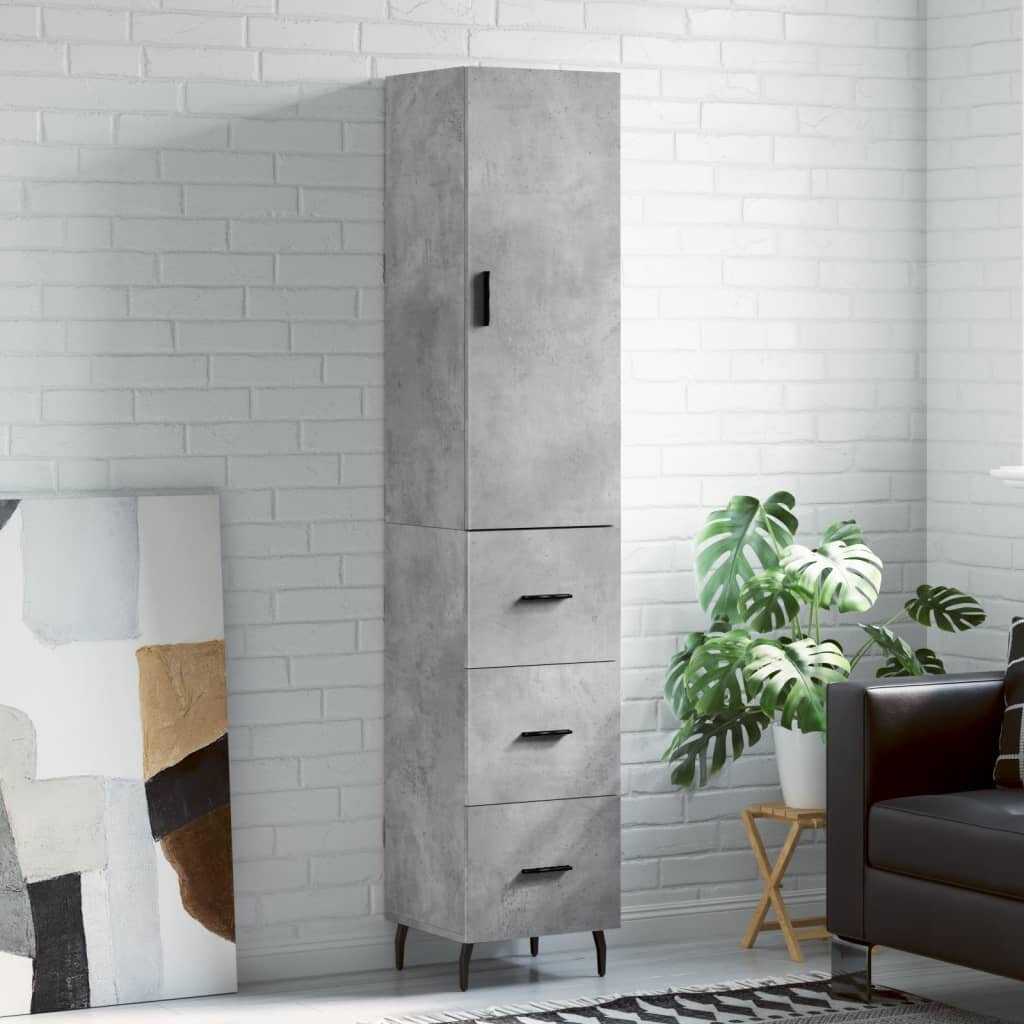 vidaXL Висок шкаф бетонно сив 345x34x180 см инженерно дърво
