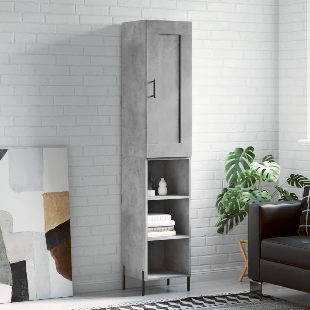 vidaXL Висок шкаф бетонно сив 345x34x180 см инженерно дърво