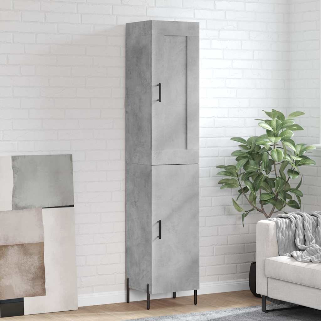 vidaXL Висок шкаф бетонно сив 345x34x180 см инженерно дърво