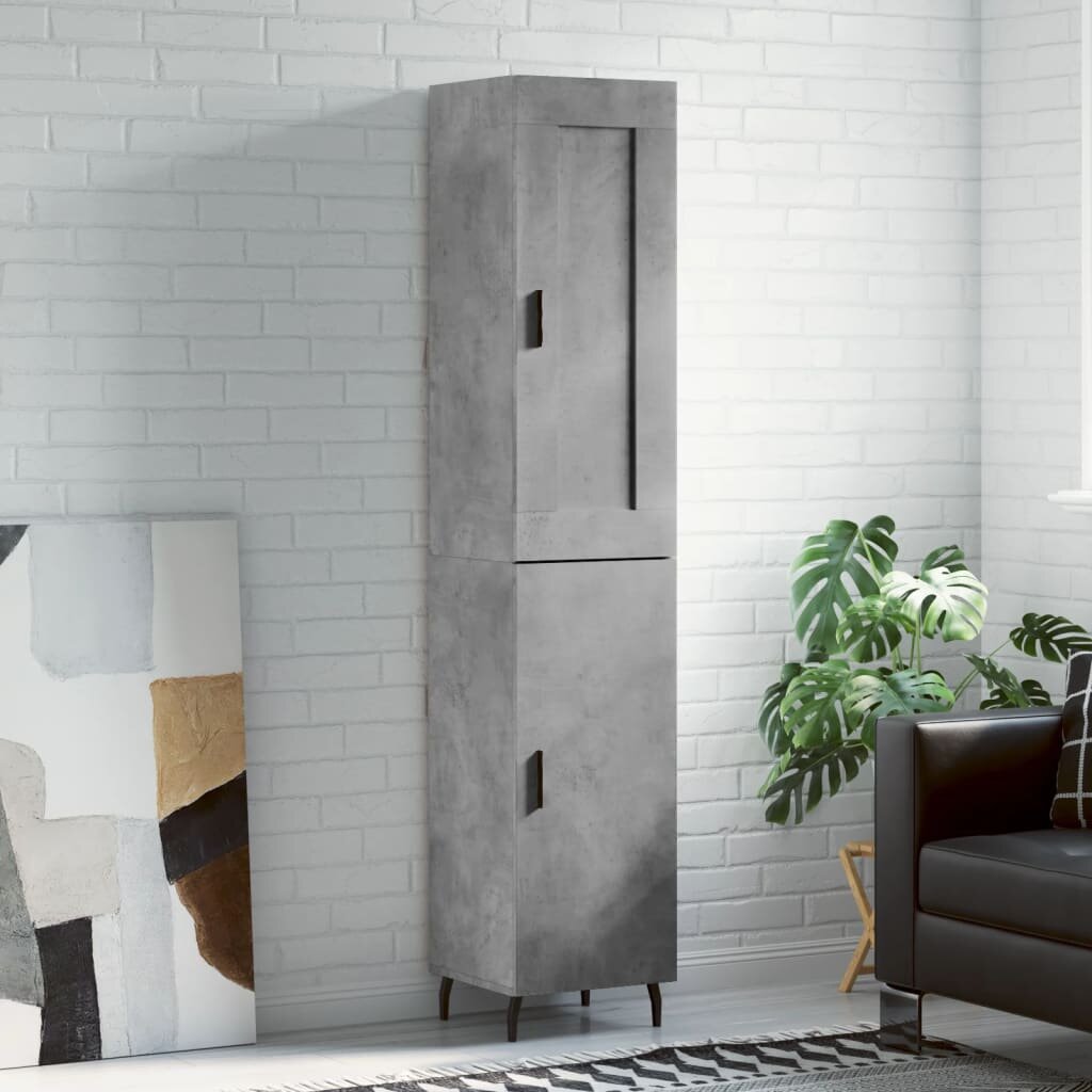 vidaXL Висок шкаф бетонно сив 345x34x180 см инженерно дърво