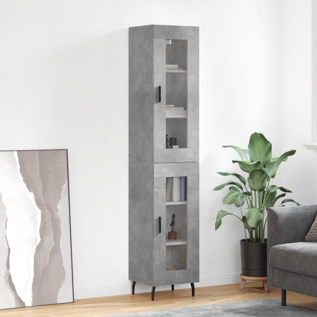 vidaXL Висок шкаф бетонно сив 345x34x180 см инженерно дърво