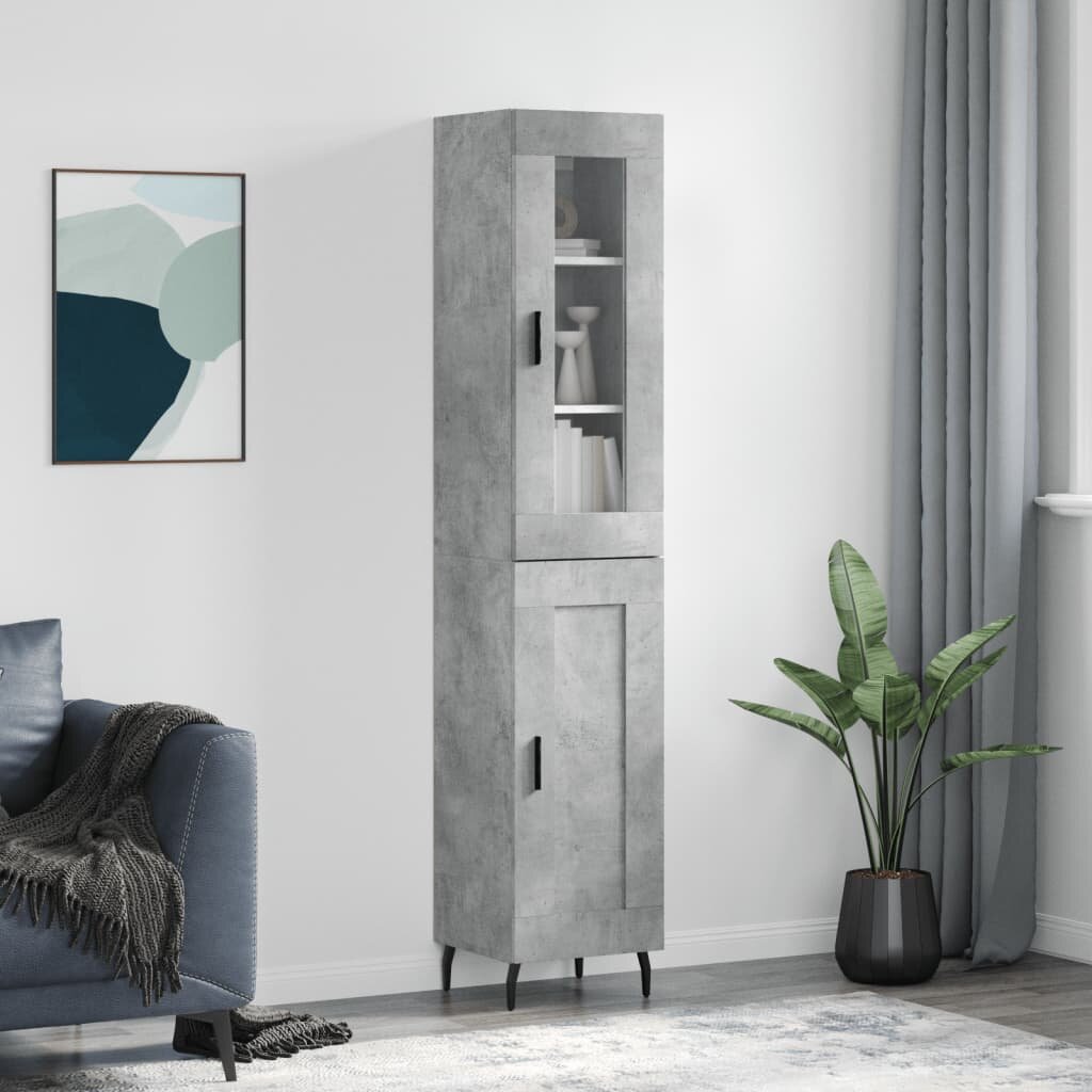 vidaXL Висок шкаф бетонно сив 345x34x180 см инженерно дърво