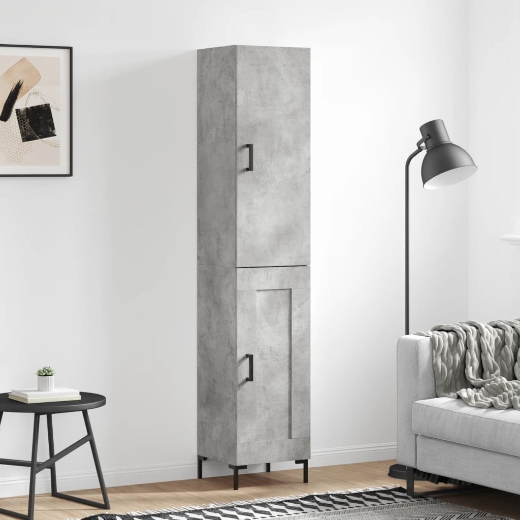 vidaXL Висок шкаф бетонно сив 345x34x180 см инженерно дърво