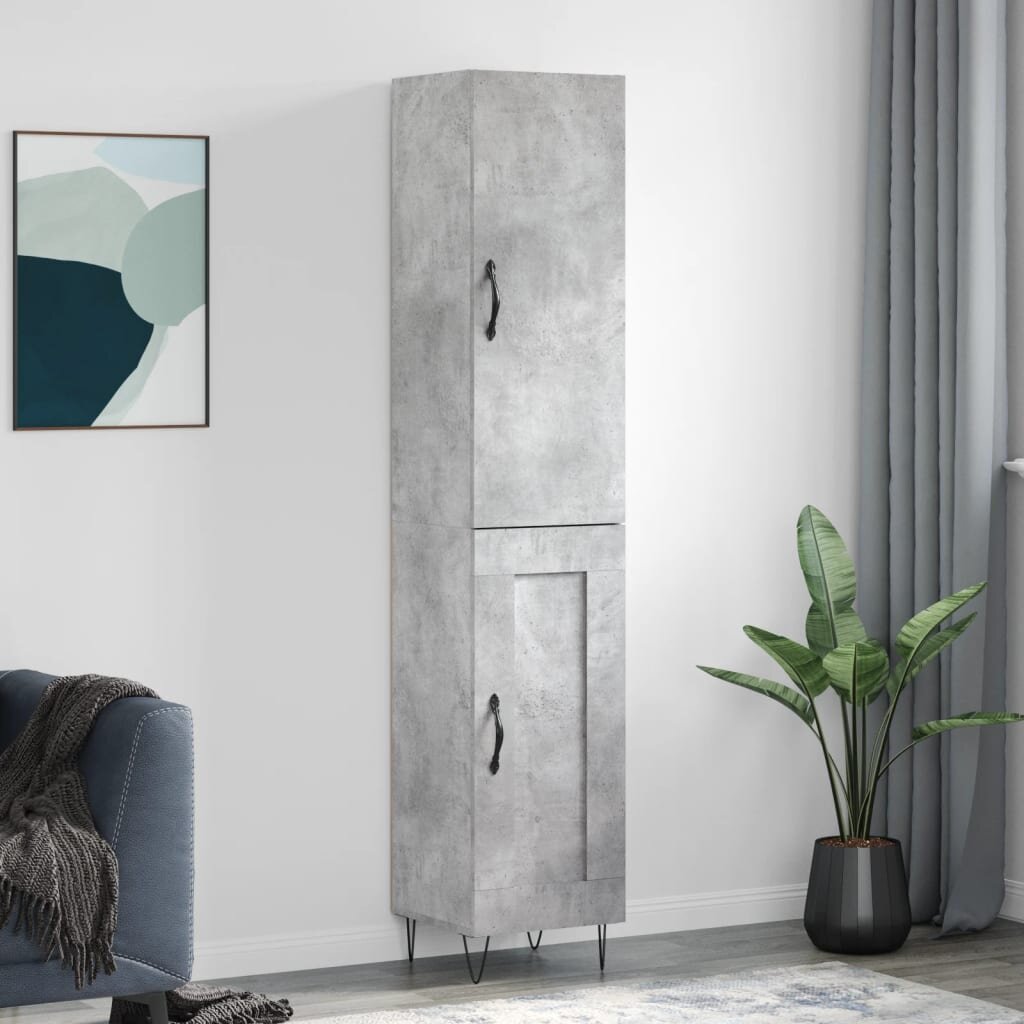 vidaXL Висок шкаф бетонно сив 345x34x180 см инженерно дърво