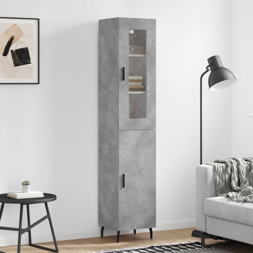 vidaXL Висок шкаф бетонно сив 345x34x180 см инженерно дърво