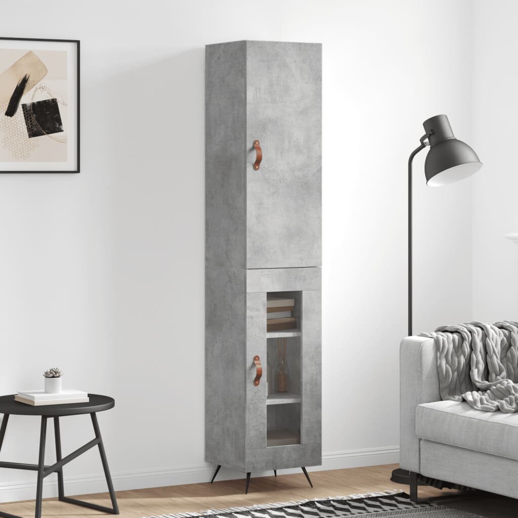 vidaXL Висок шкаф бетонно сив 345x34x180 см инженерно дърво