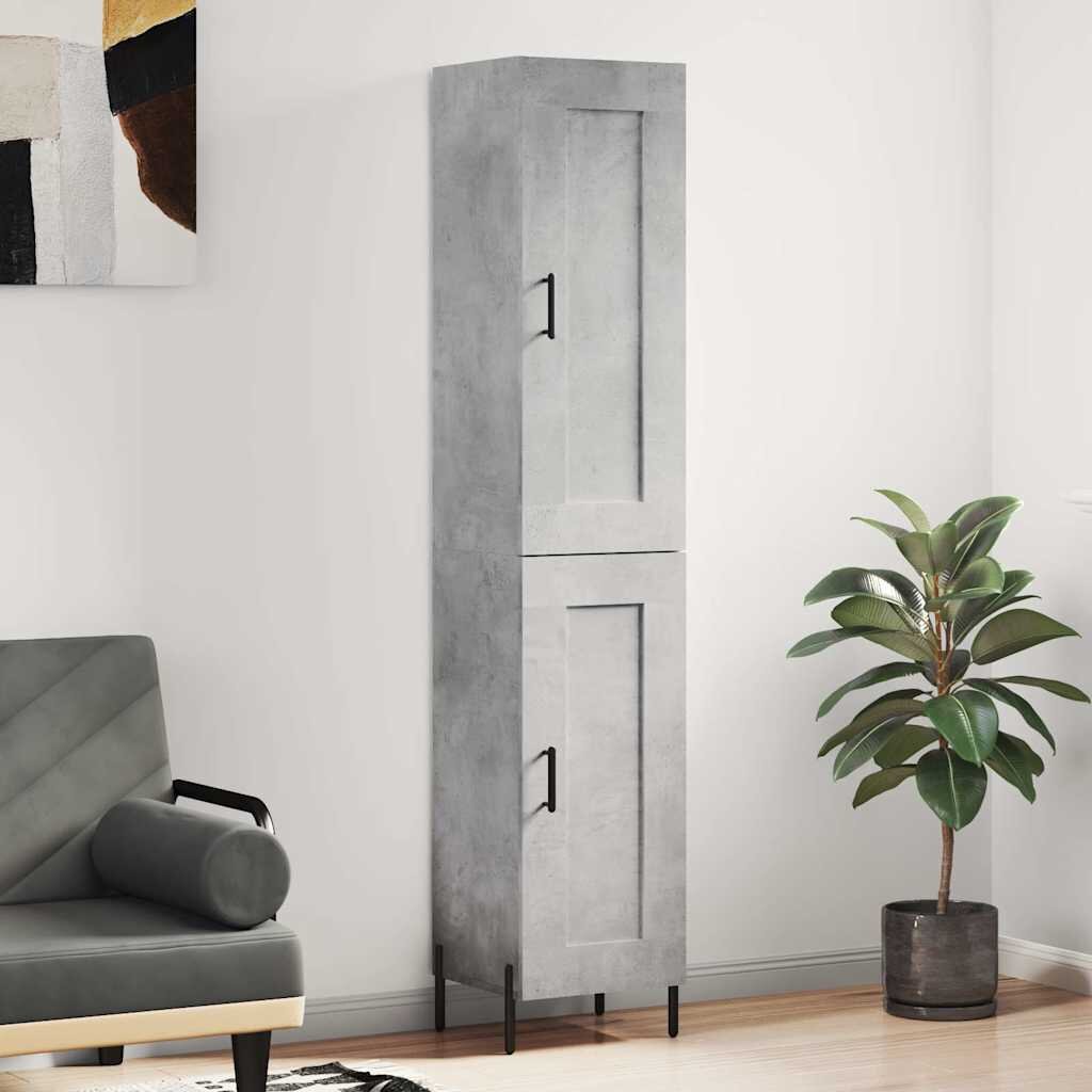 vidaXL Висок шкаф бетонно сив 345x34x180 см инженерно дърво