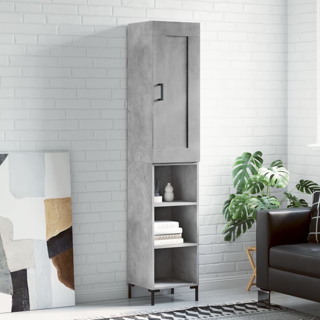 vidaXL Висок шкаф бетонно сив 345x34x180 см инженерно дърво