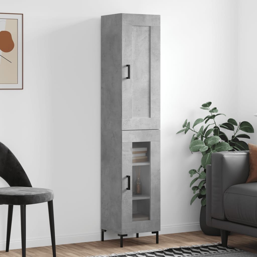 vidaXL Висок шкаф бетонно сив 345x34x180 см инженерно дърво