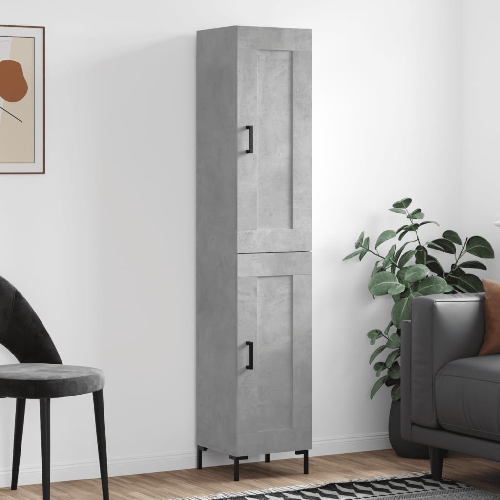 vidaXL Висок шкаф бетонно сив 345x34x180 см инженерно дърво