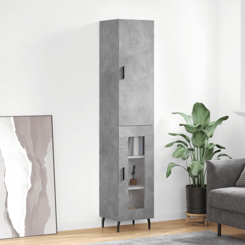 vidaXL Висок шкаф бетонно сив 345x34x180 см инженерно дърво
