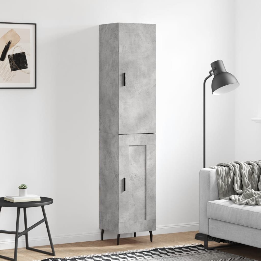 vidaXL Висок шкаф бетонно сив 345x34x180 см инженерно дърво