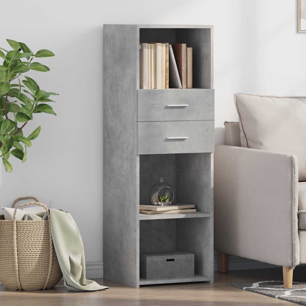 vidaXL Висок шкаф бетонно сив 40x425x124 см инженерно дърво