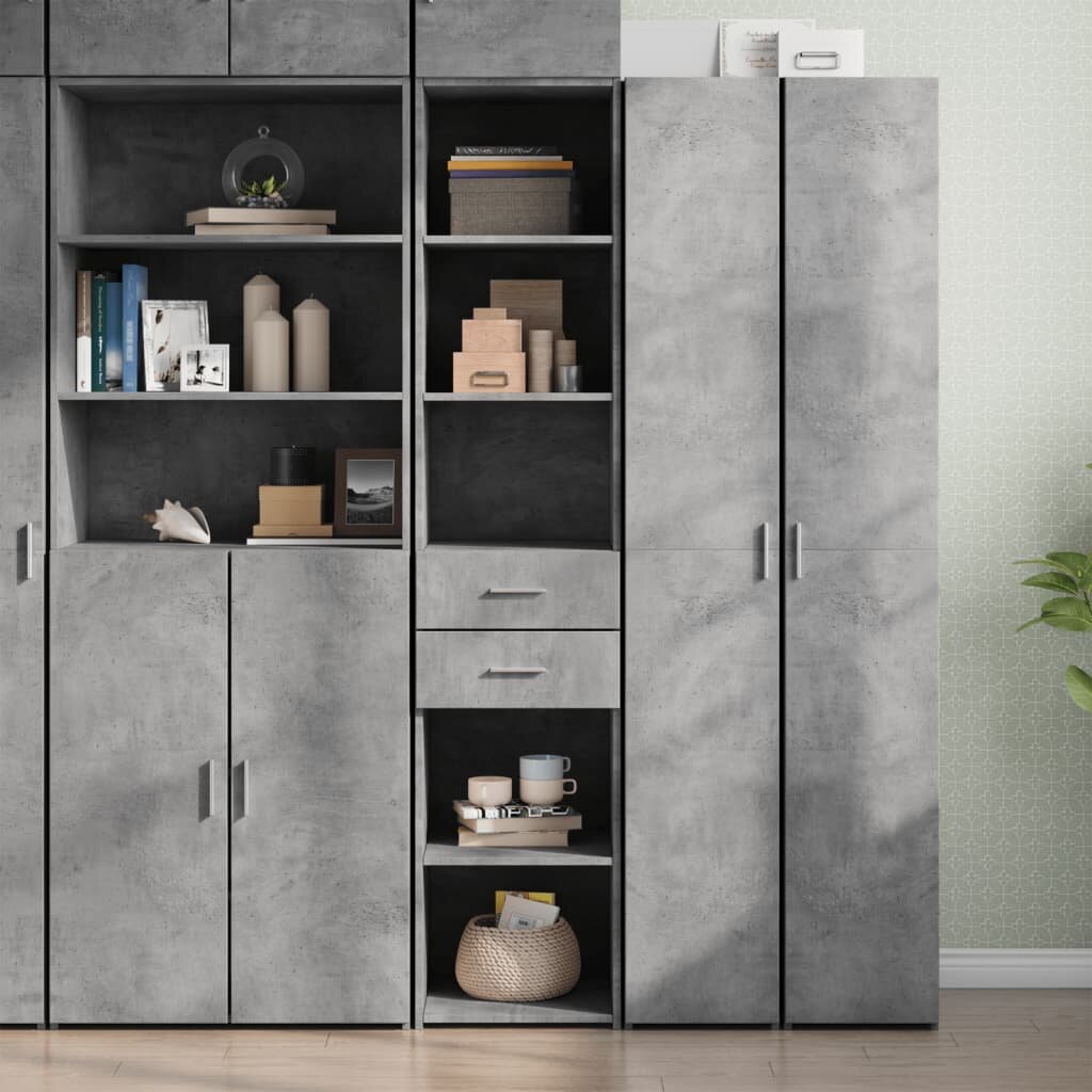 vidaXL Висок шкаф бетонно сив 40x425x185 см инженерно дърво