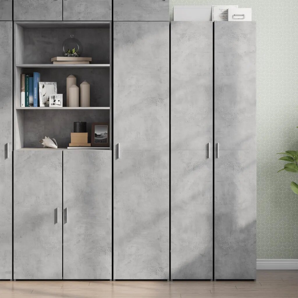 vidaXL Висок шкаф бетонно сив 40x425x185 см инженерно дърво
