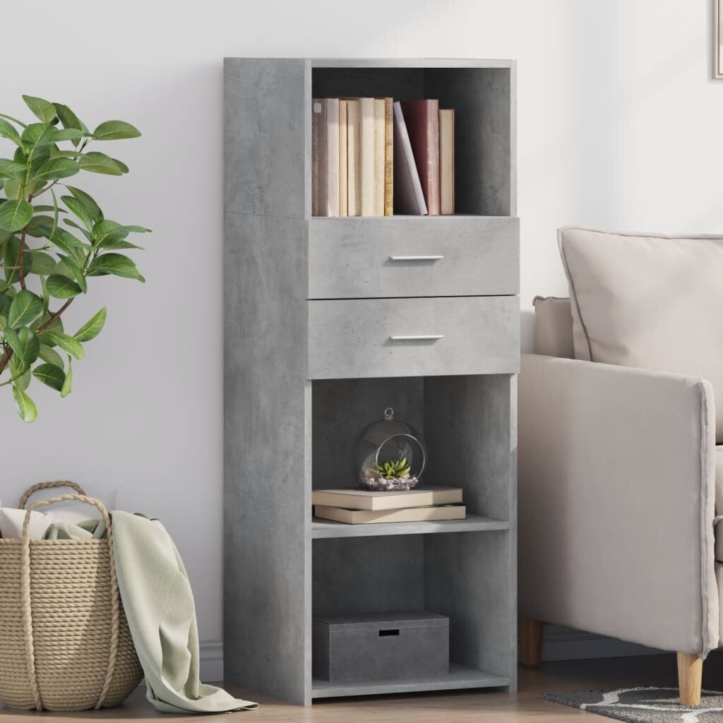 vidaXL Висок шкаф бетонно сив 45x425x124 см инженерно дърво