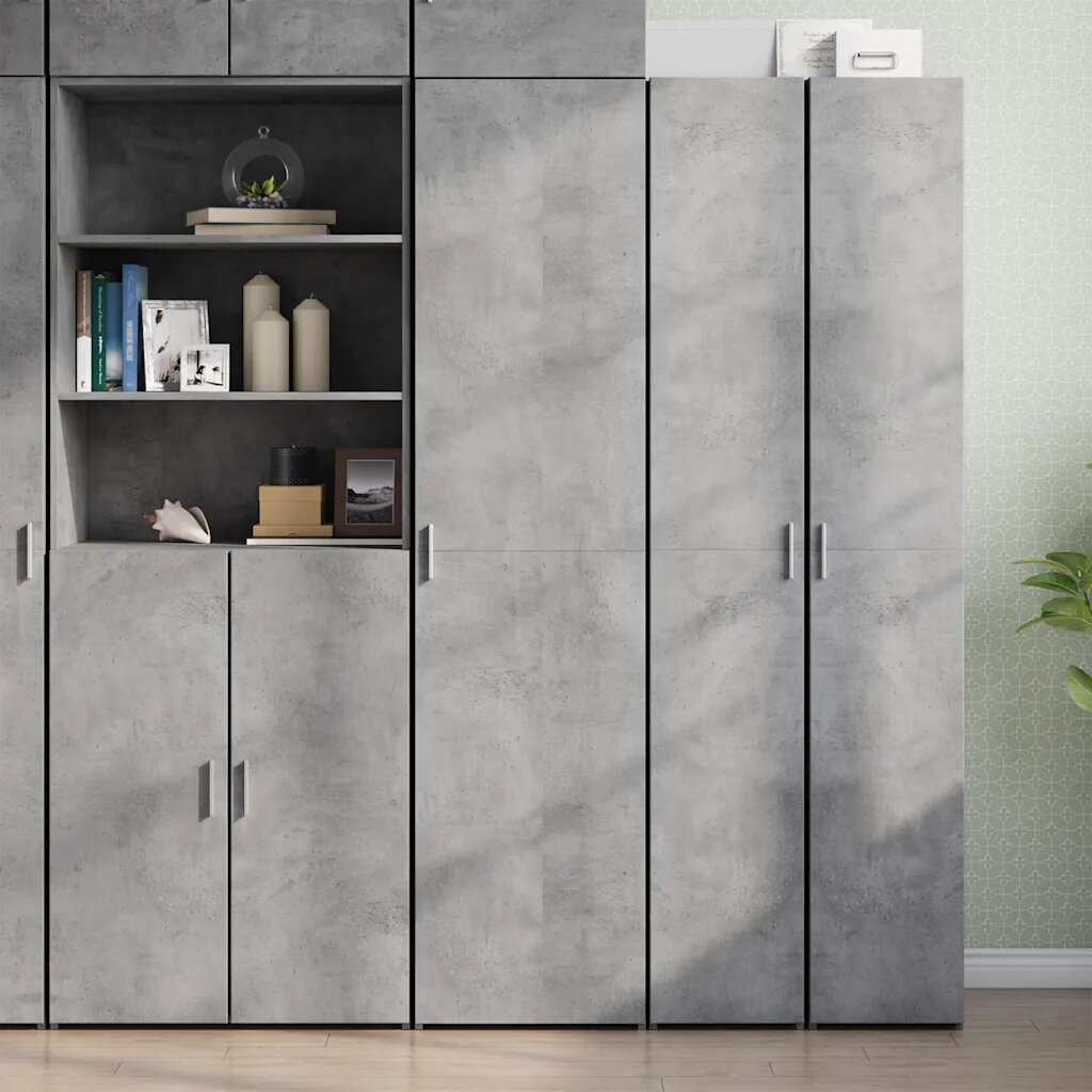 vidaXL Висок шкаф бетонно сив 45x425x185 см инженерно дърво