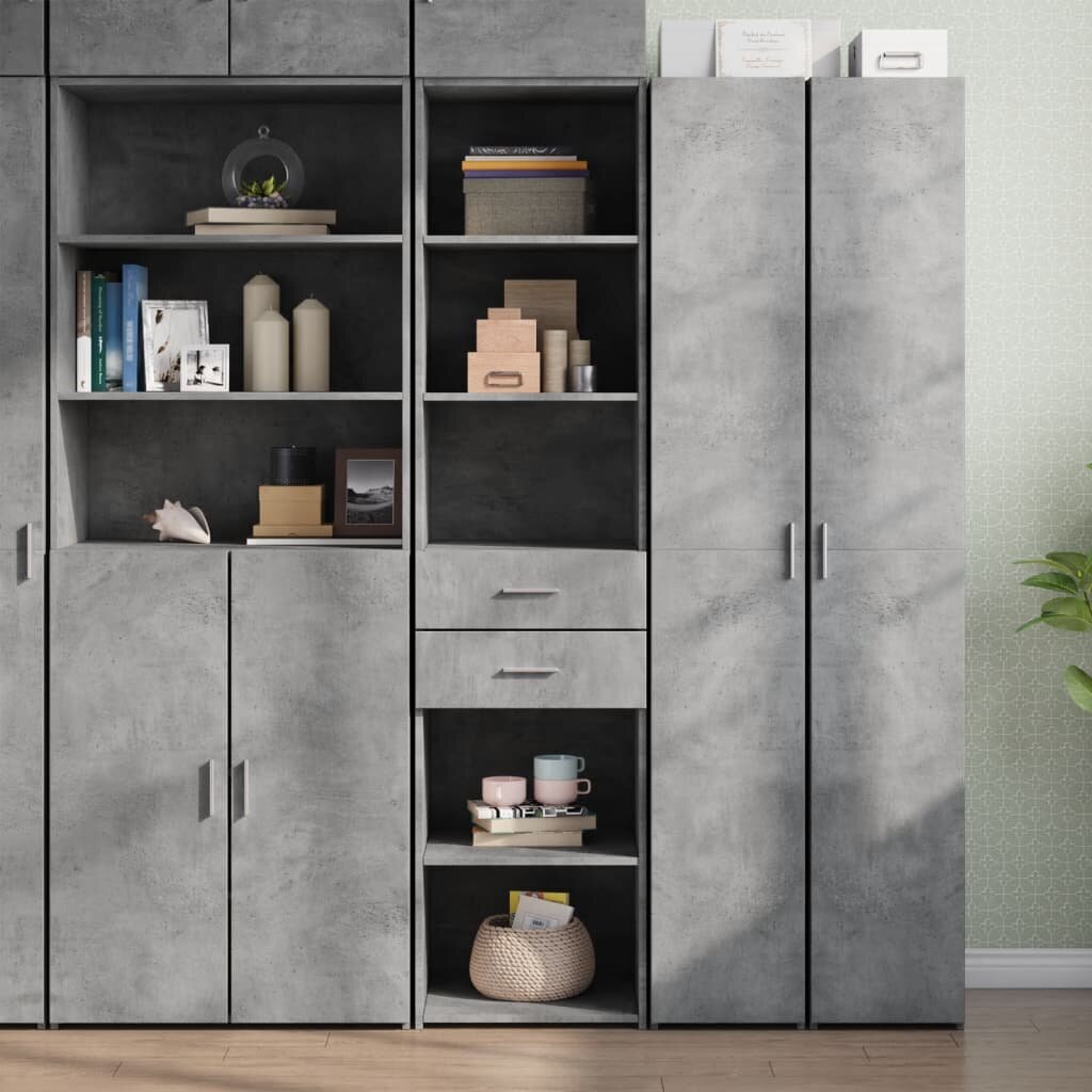 vidaXL Висок шкаф бетонно сив 45x425x185 см инженерно дърво