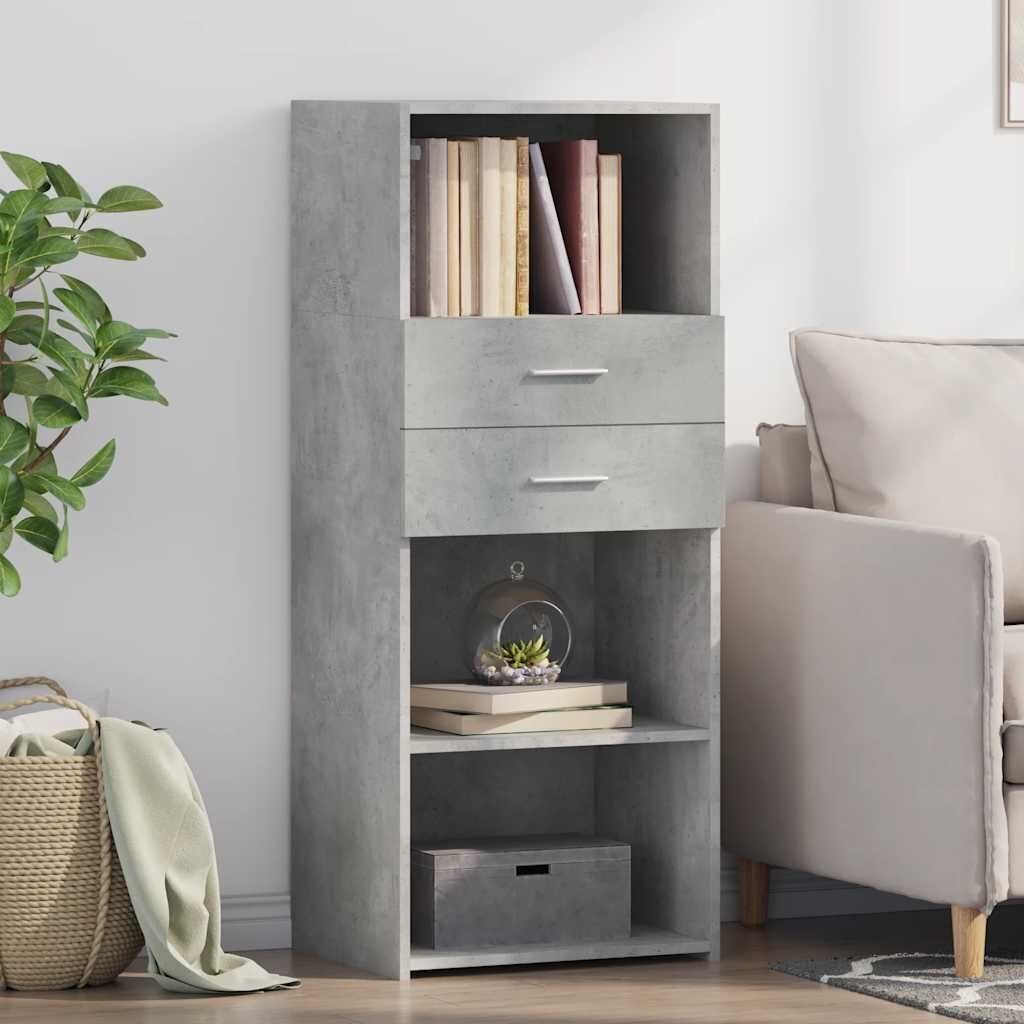 vidaXL Висок шкаф бетонно сив 50x425x124 см инженерно дърво