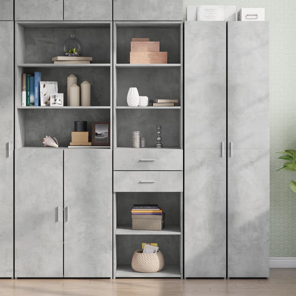 vidaXL Висок шкаф бетонно сив 50x425x185 см инженерно дърво