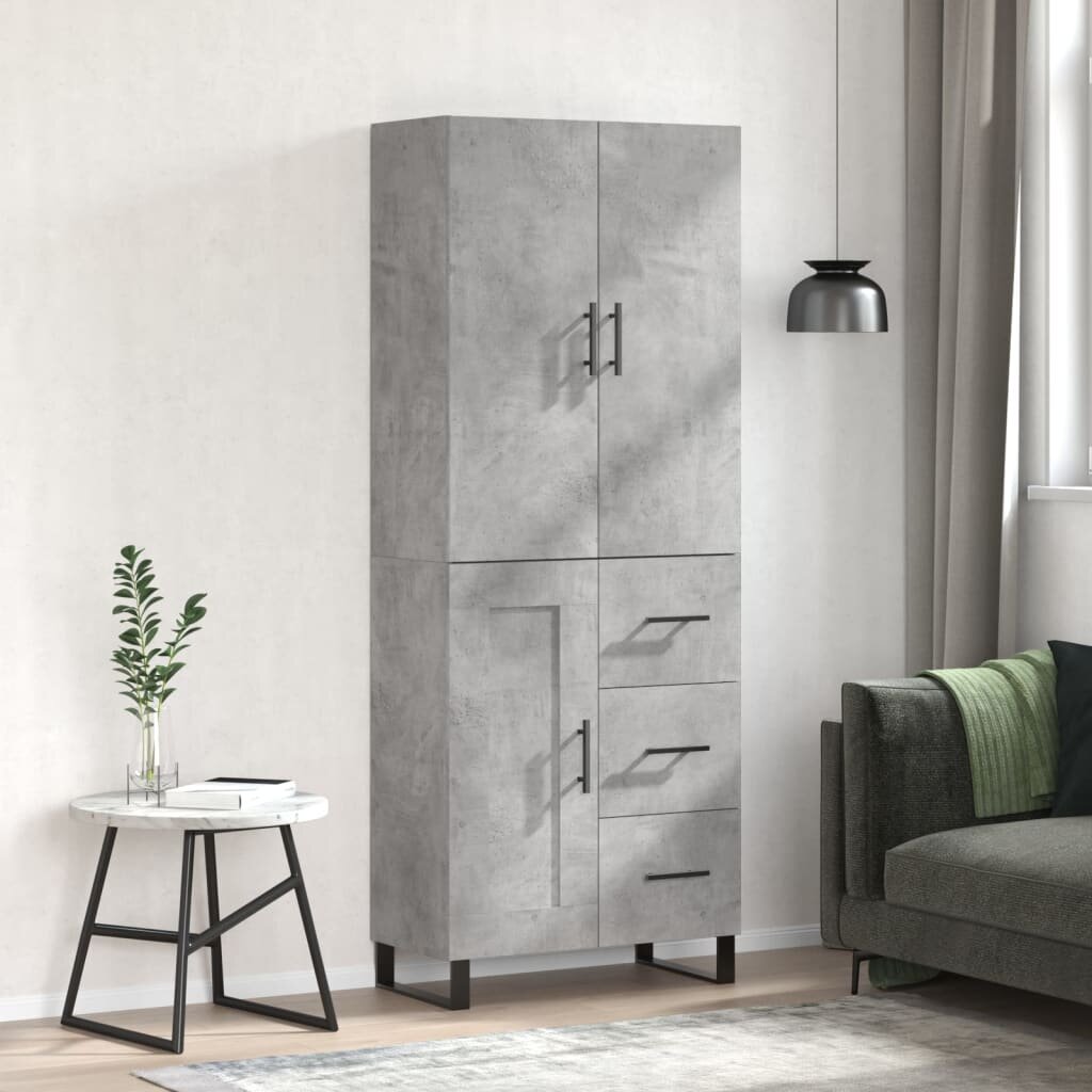 vidaXL Висок шкаф бетонно сив 695x34x180 см инженерно дърво