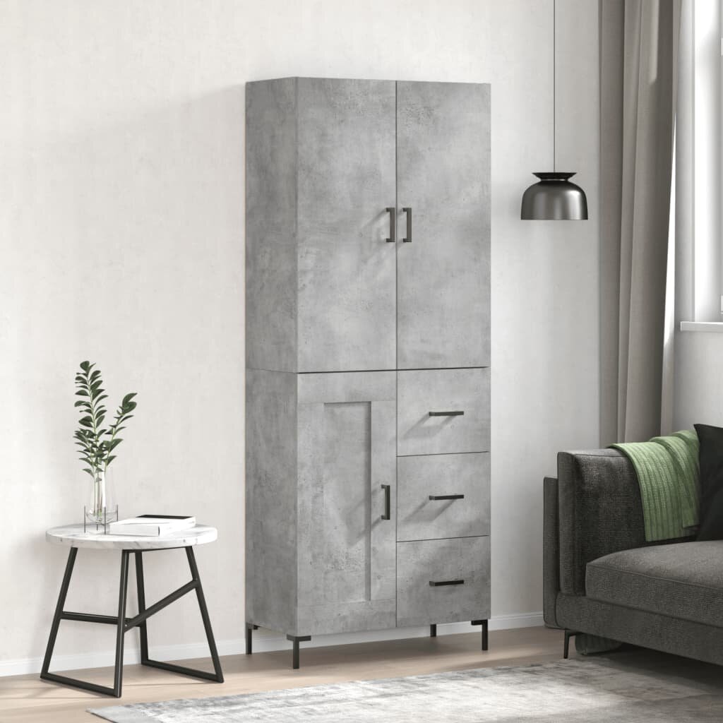 vidaXL Висок шкаф бетонно сив 695x34x180 см инженерно дърво