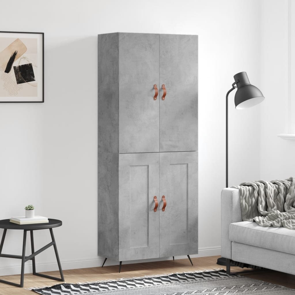 vidaXL Висок шкаф бетонно сив 695x34x180 см инженерно дърво