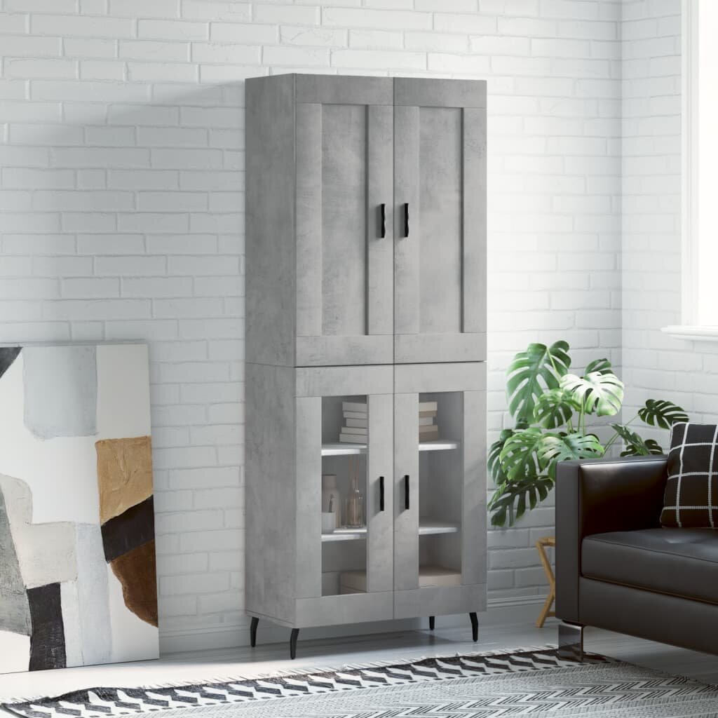 vidaXL Висок шкаф бетонно сив 695x34x180 см инженерно дърво
