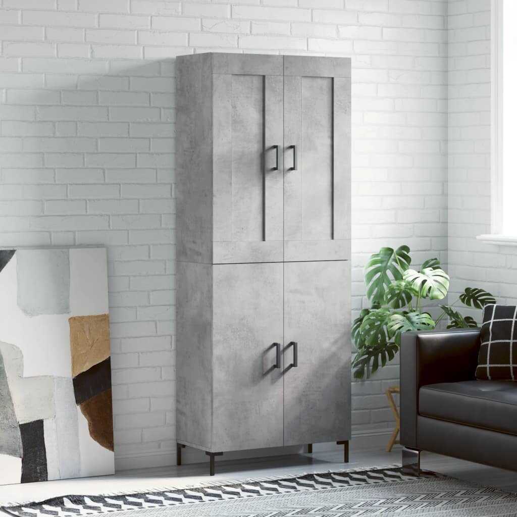 vidaXL Висок шкаф бетонно сив 695x34x180 см инженерно дърво